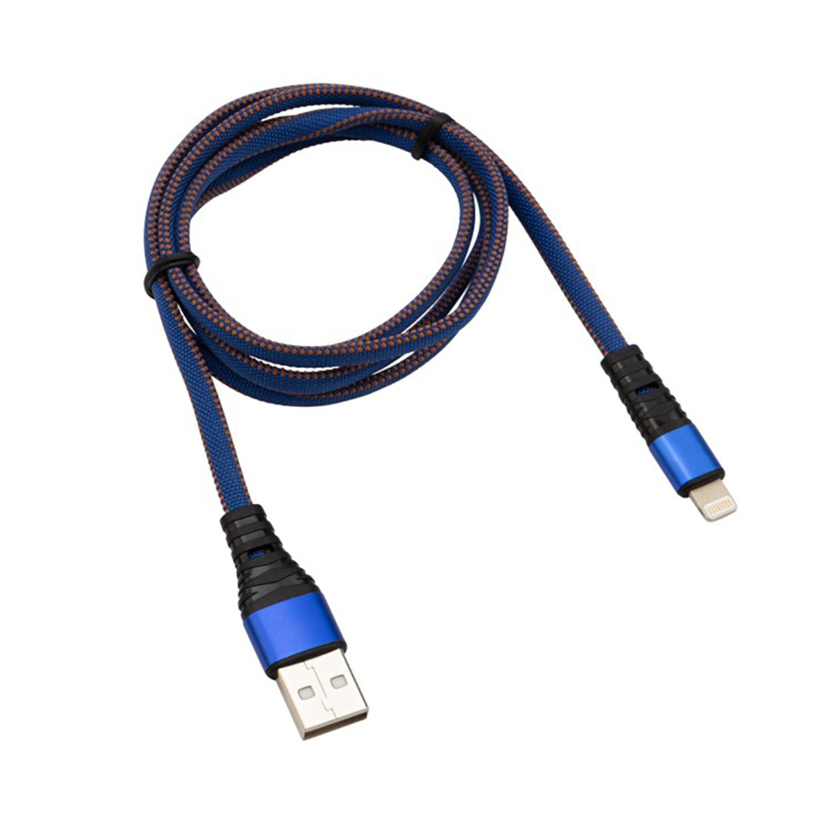 Кабель usb-lightning 1 м в нейлоновой оплетке (синий) (1/10/100) "rexant" 18-7053