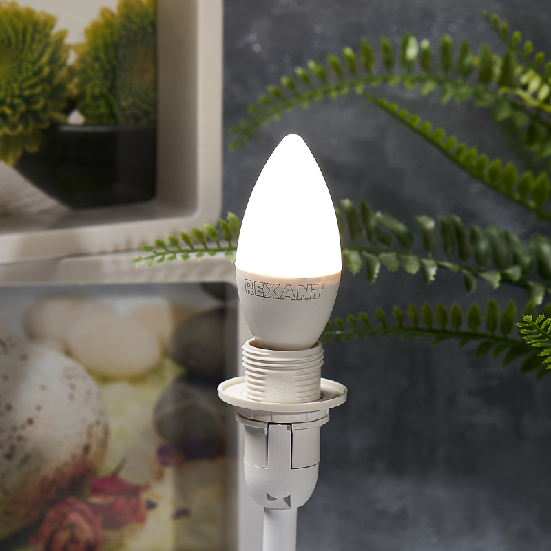 Лампа светодиодная "rexant" свеча (cn)  7,5w 4000 k 713 лм  e14, нейтрал. свет (10/100) 604-018
