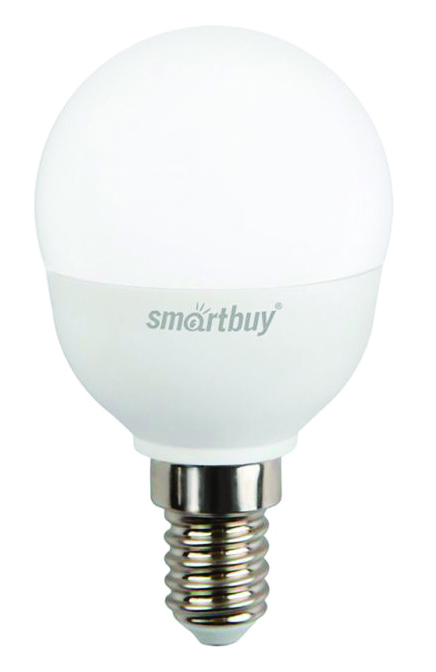 Лампа светодиодная (led)  p45  шар  05w 3000 к  e14, тепл. свет (10/100) "smartbuy"
