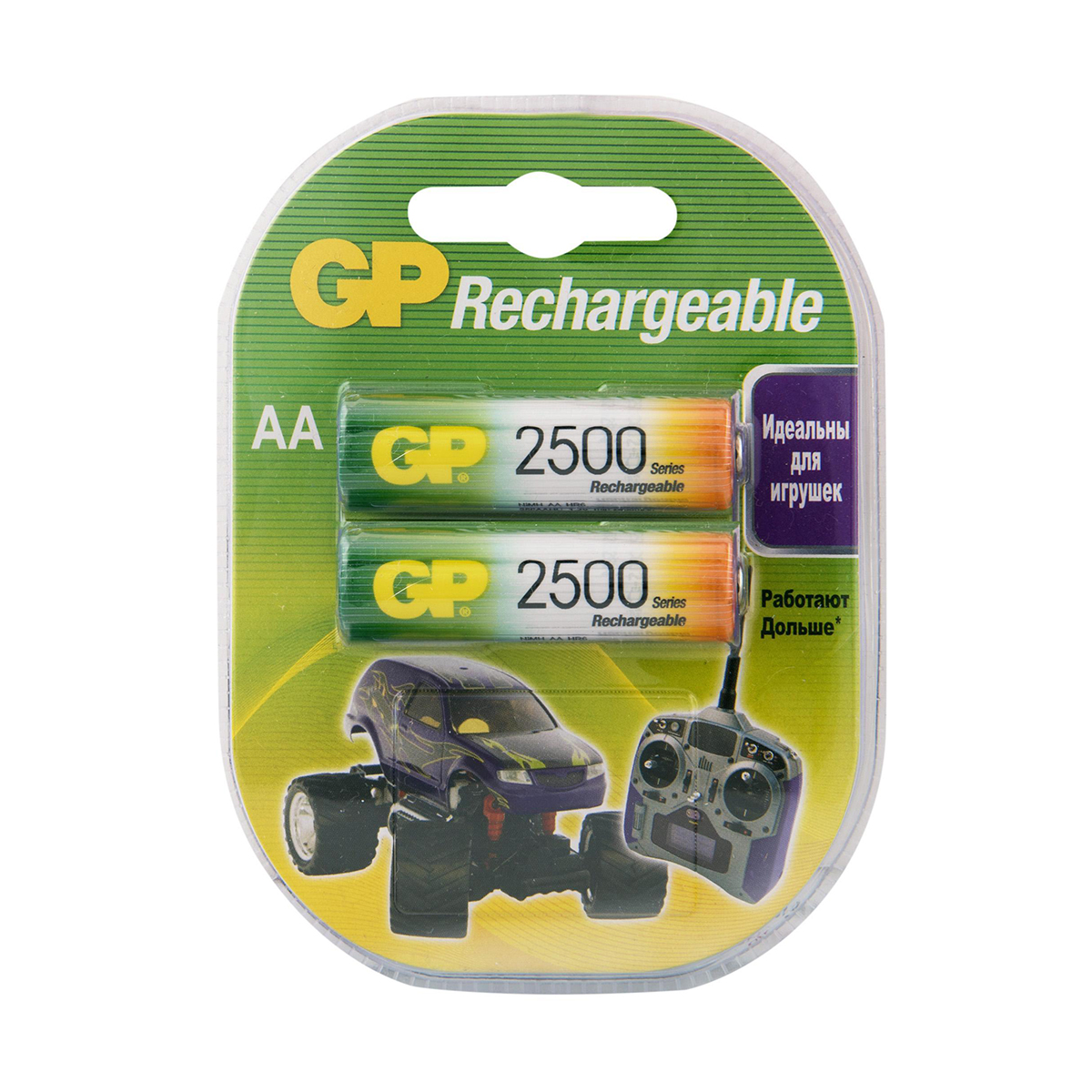 Аккумулятор gp rechargeable 250aahc-2decrc2  тип аа, 2500 мач (2 шт. в блистере) (1/10/100)