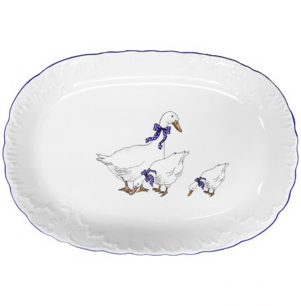 Блюдо овальное "rococo" гуси 29 см (1/6/36) "cmielow" omd666-рококо-14
