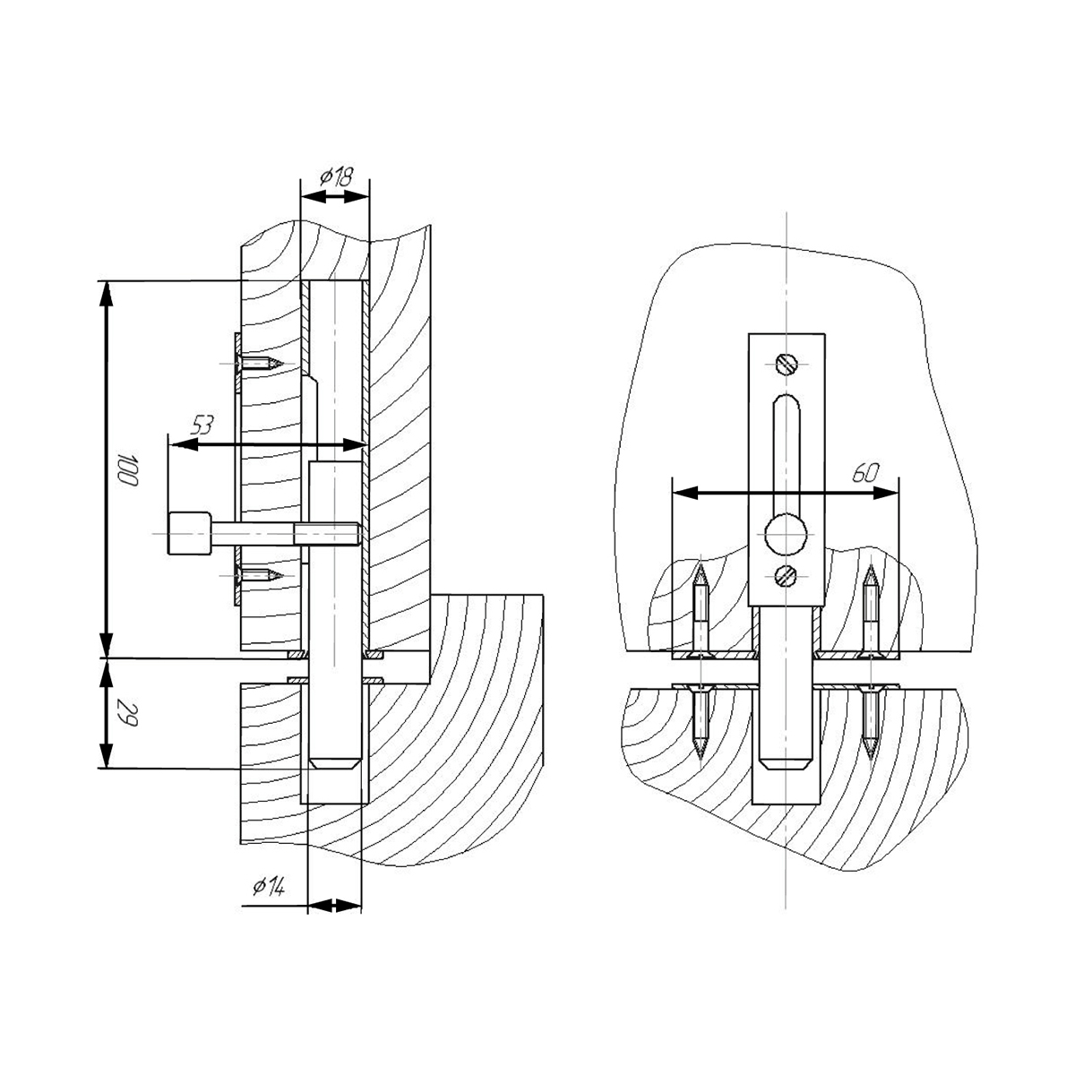Засов дверной врезной зд-05 (белый) (25) "секрет"