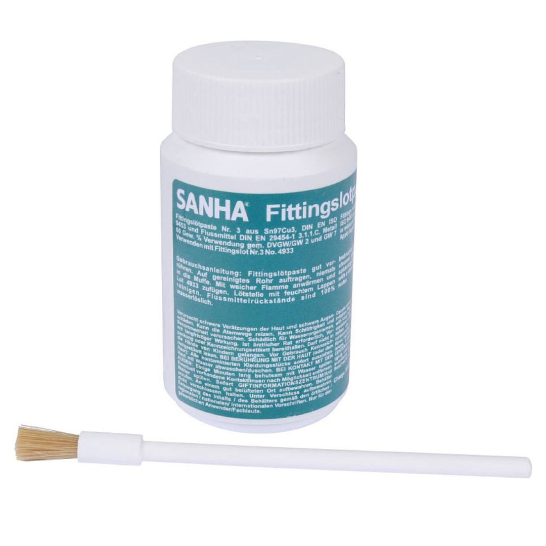 Флюс-паста бессвинцовая S-Sn97Cu3 для лужения и мягкой пайки с добавлением припоя 250 г SANHA