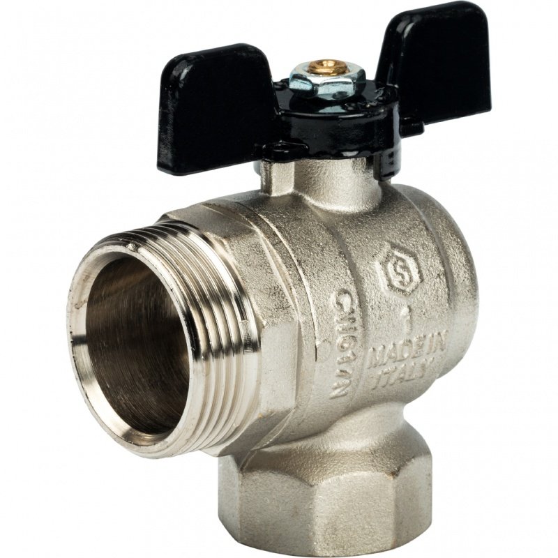 Кран шаровый STOUT ВН 1" угловой с американкой