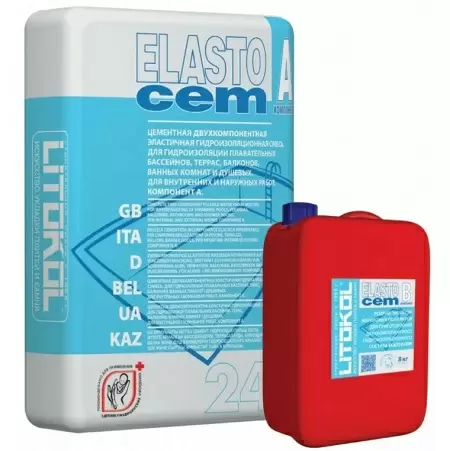 Litokol Elastocem / Литокол гидроизоляция двухкомпонентная