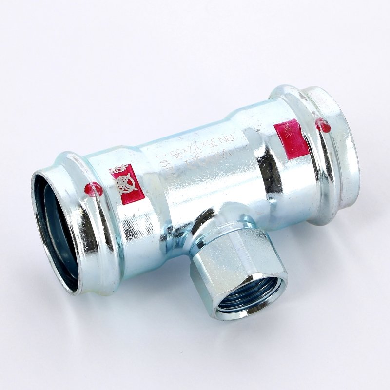 Тройник пресс-В 35x1/2"x35 оцинкованная сталь Prestabo VIEGA