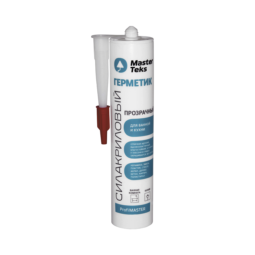 Герметик "profimaster" силакрил. для ванной и кухни 290 мл прозрачн. (1/12) "masterteks"