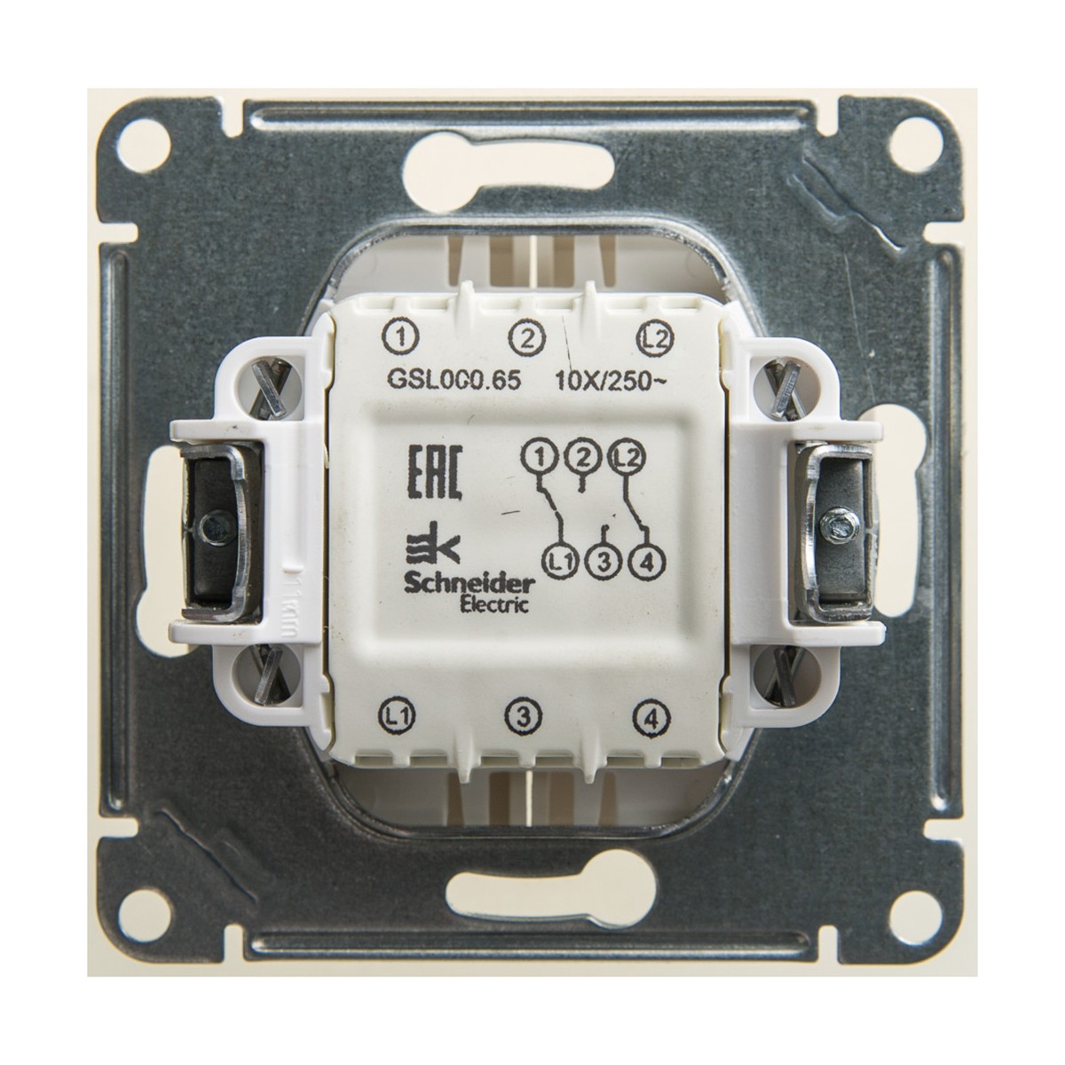 Переключатель "glossa" 2-х кл. (механизм) 10а, перламутр (1/20/160) "schneider"