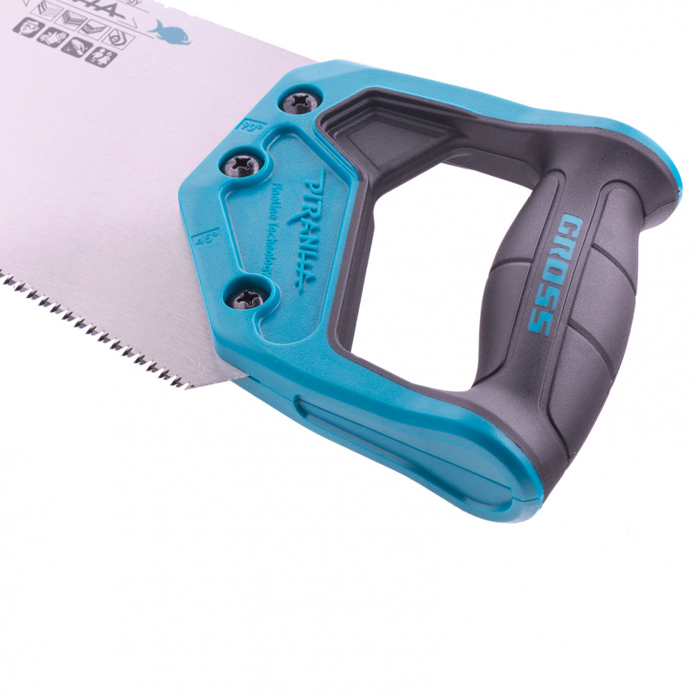 Ножовка по дереву "Piranha", 550 мм, 11-12 TPI, зуб-3D, каленый зуб, двухкомпонентная рукоятка Gross (24105)