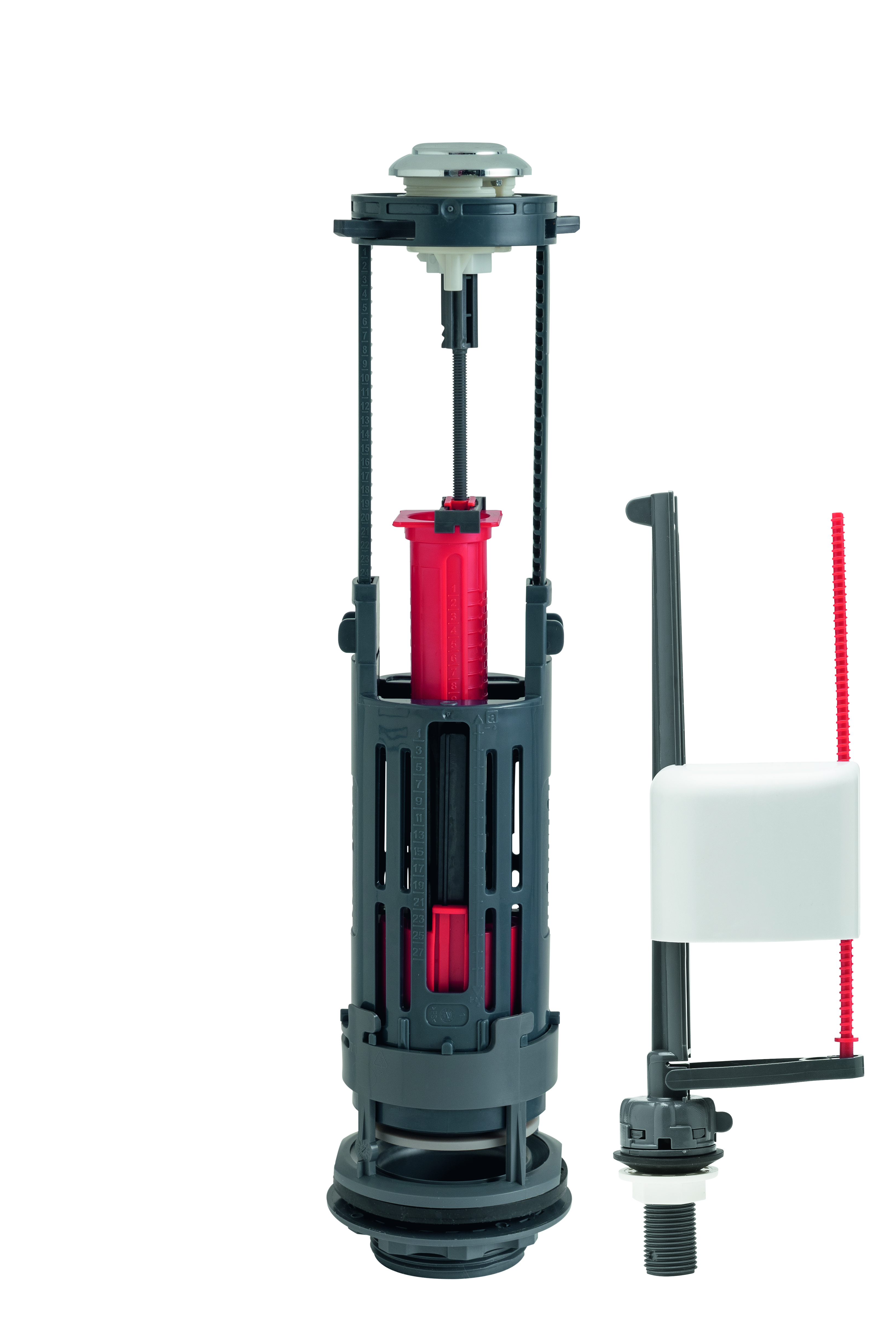 Арматура водосливная 2 кнопки, нижний подвод, заливн. клапан "compact" 1/2" (1/20) "wirquin"