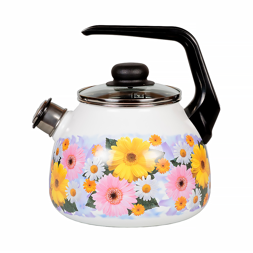 Чайник эмалиров. со свистком "fernanda" белосн. 3 л (1/4) "стальэмаль"  1rc12