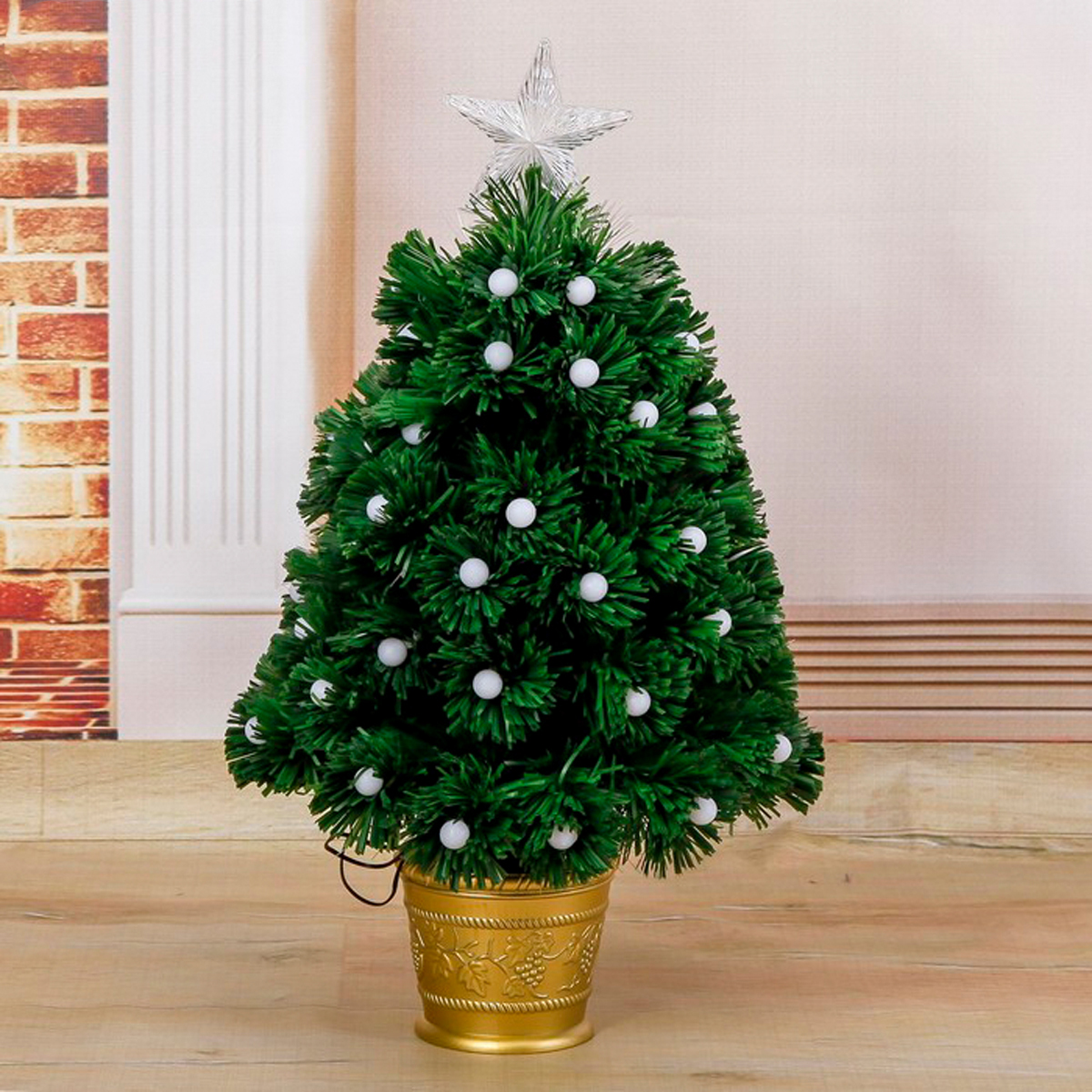 Ель декор. фиброоптич. t821v12-60  60 см, 54 ветки (зеленая) "зимнее волшебство" 1108627