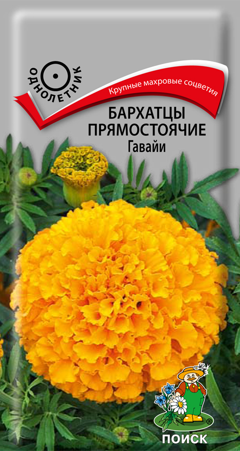 Семена цветов бархатцы прямостоячие (тагетес) "гавайи" ("1) 0,4 г (10/100) "поиск"