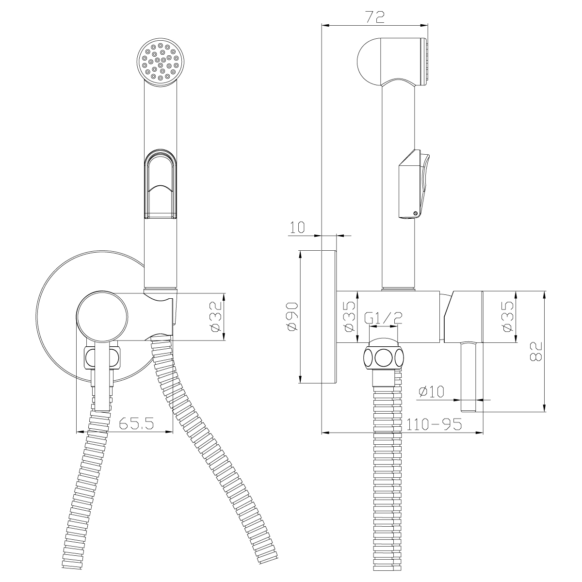 Смеситель с гигиеническим душем  x25-51 (встраиваемый) (1/12) "rossinka"