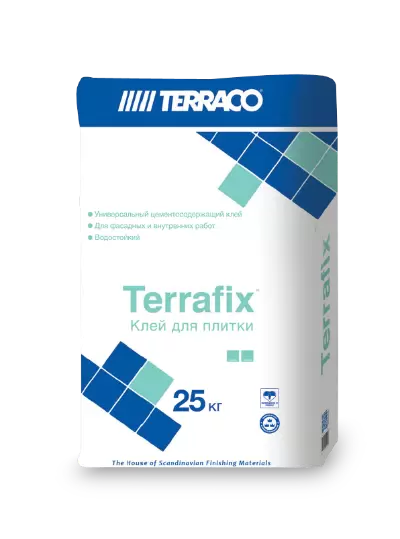 TERRACO TERRAFIX WHITE клей для плитки водостойкий, для внутренних и наружных работ, белый (25кг)