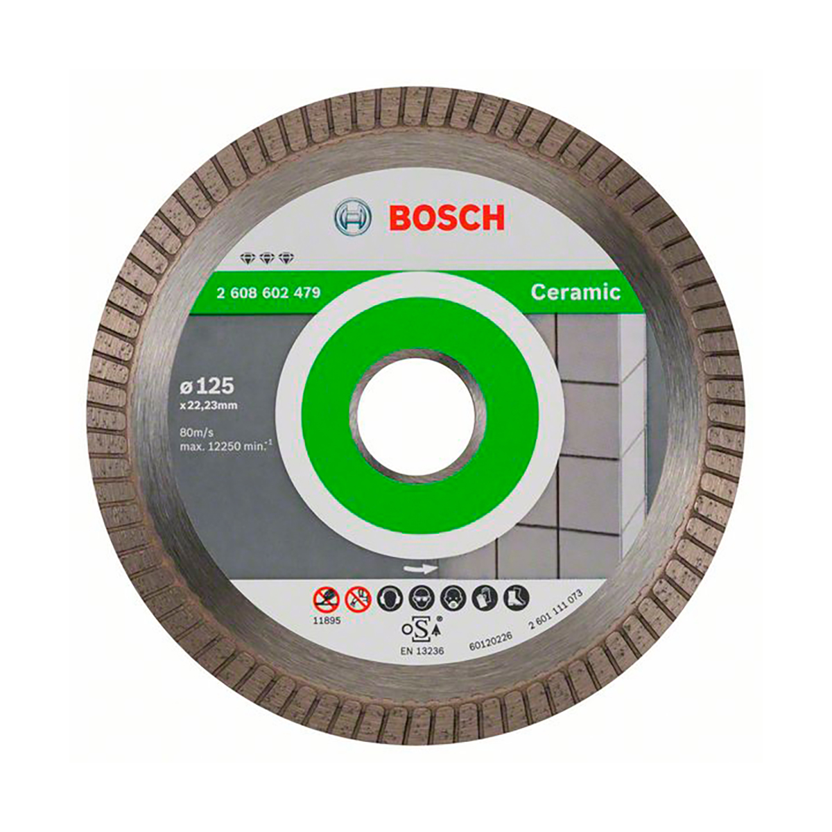 Круг отрезной алмазный по камню 125 х 1,4 х 22,2 мм (1) "bosch" 2608602479