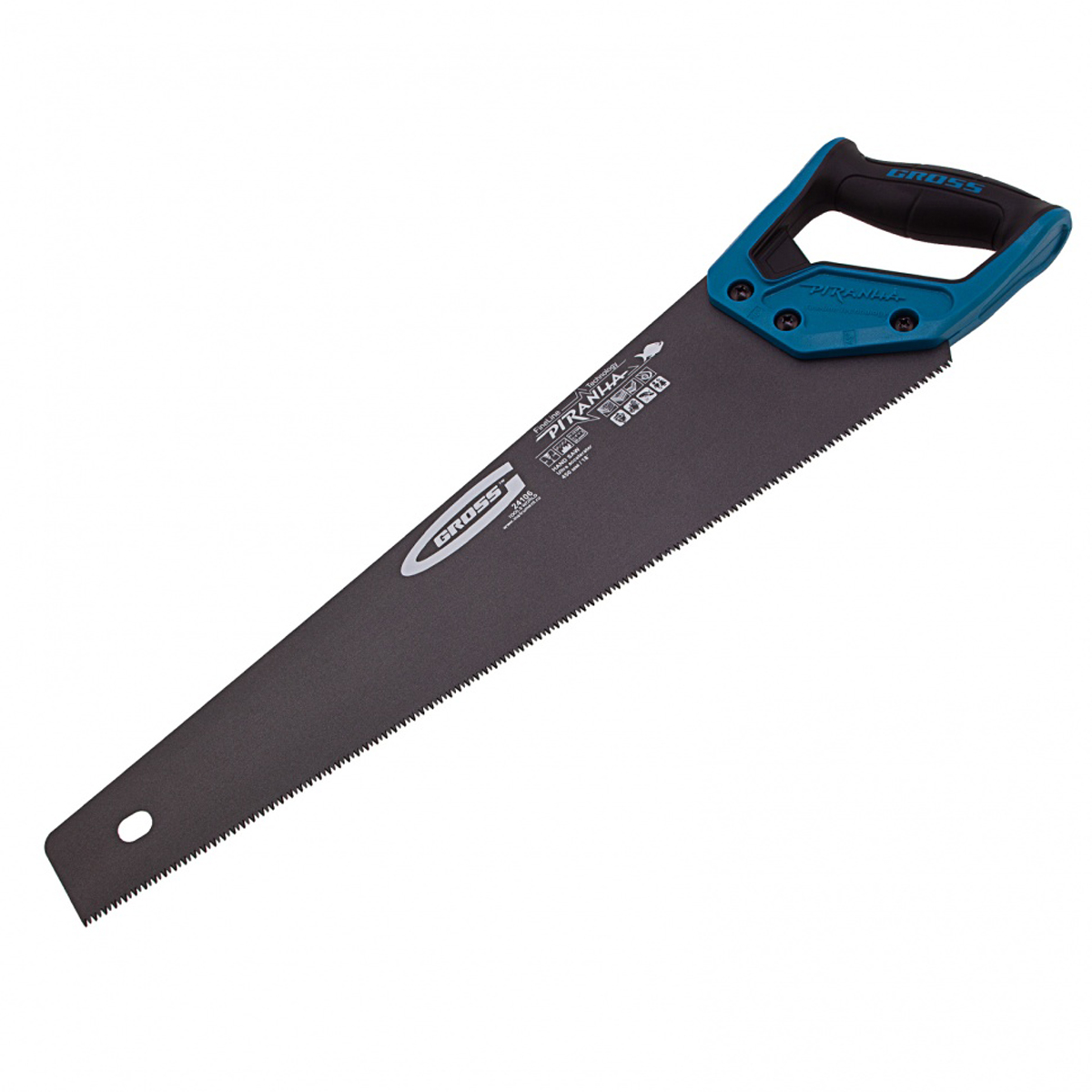 Ножовка по дереву "piranha" 450 мм 11-12 tpi, 3d-заточка, тефлон., двухкомп.рукоятка (1/48) "gross"