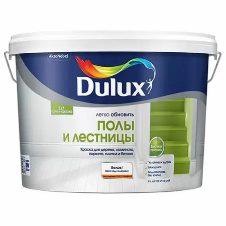 DULUX ЛЕГКО ОБНОВИТЬ ПОЛЫ И ЛЕСТНИЦЫ краска грунт для пола полуглянцевая, база BW (9л)