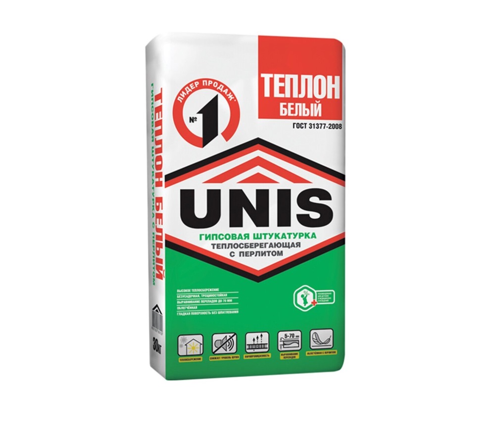 Штукатурка гипсовая Юнис Теплон белый 30 кг