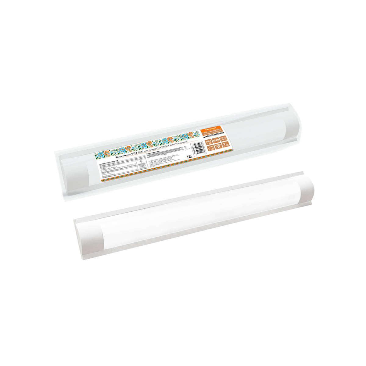 Светильник спо 3017 под лампу led т8/g13, 1 х 60 вт, ip20 (1/14) народный sq0327-0412