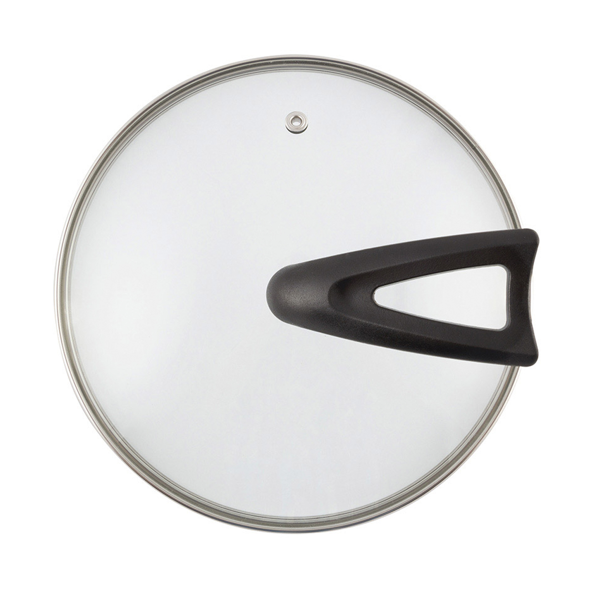 Крышка стеклянная 22 см, ручка g-type, металл. ободок, паровыпуск (1/8) "mallony"