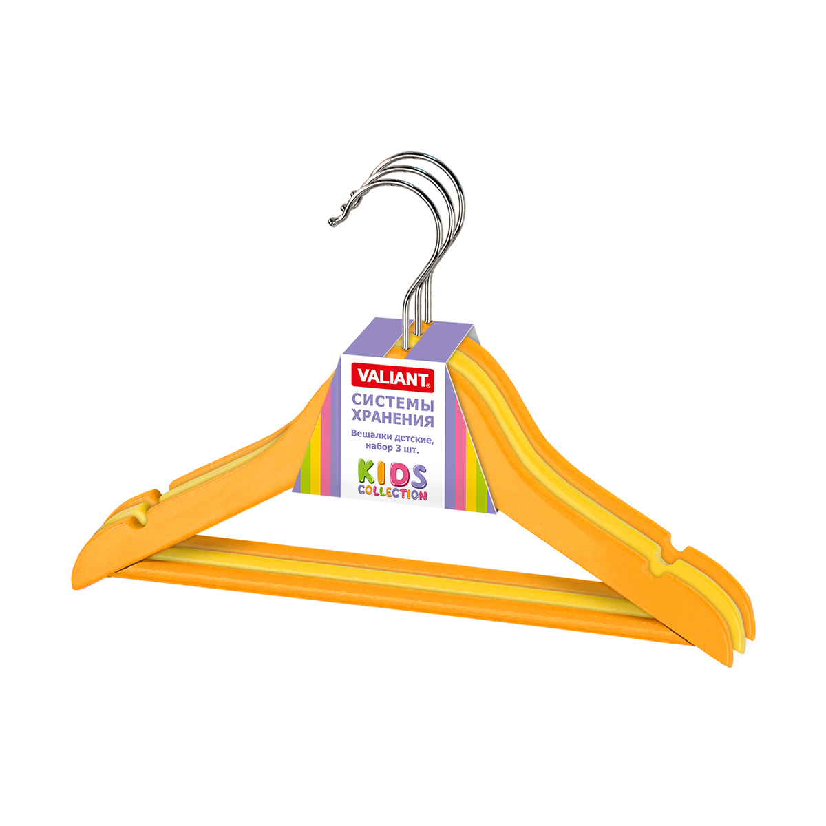 Вешалки для детской одежды (3 шт.) дерев. (оранжевый) (1/32) "valiant" kh-w30-o