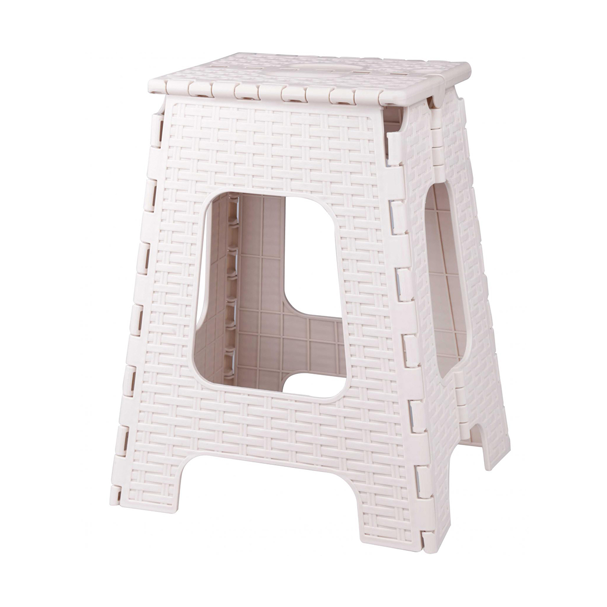 Табурет складной пласт. "плетенка" (большой) (бежевый) (1/5) "альтернатива" м7092