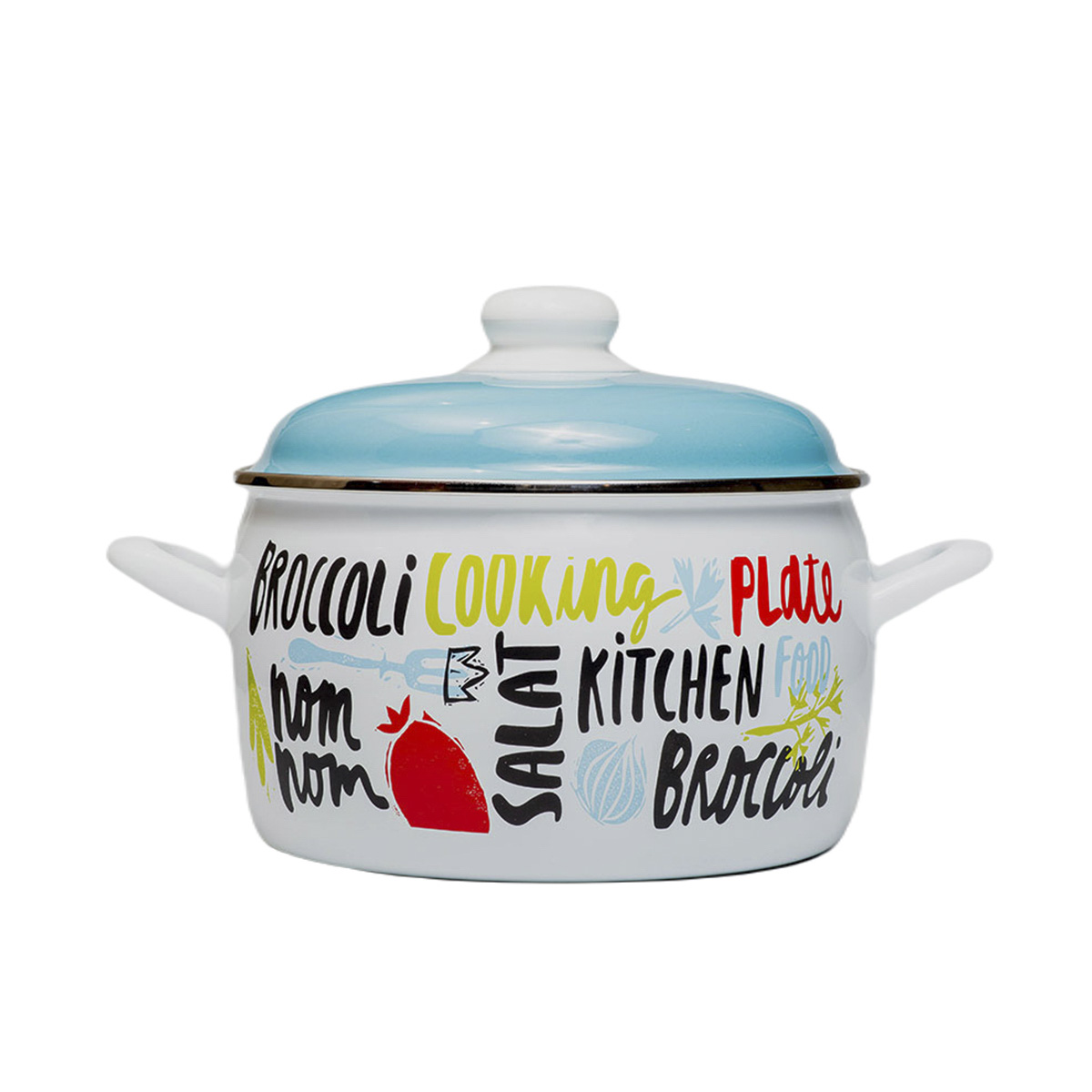 Кастрюля эмалиров. "брокколи" 5,3 л, 22 см металл. крышка (1/4) "metrot"