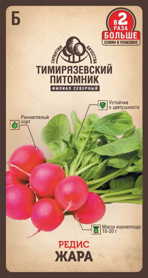 Семена редис "жара" раннеспелый 6 г (10) "тимирязевский питомник"