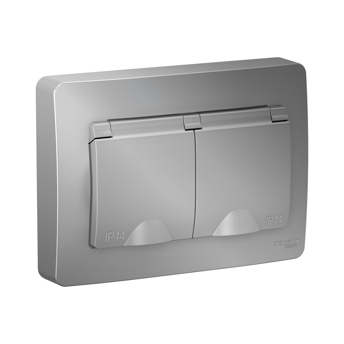 Розетка "blanca" 2-х местн. с заземл, с шторками, с крышками 16а, алюминий (1/5/10) "schneider"