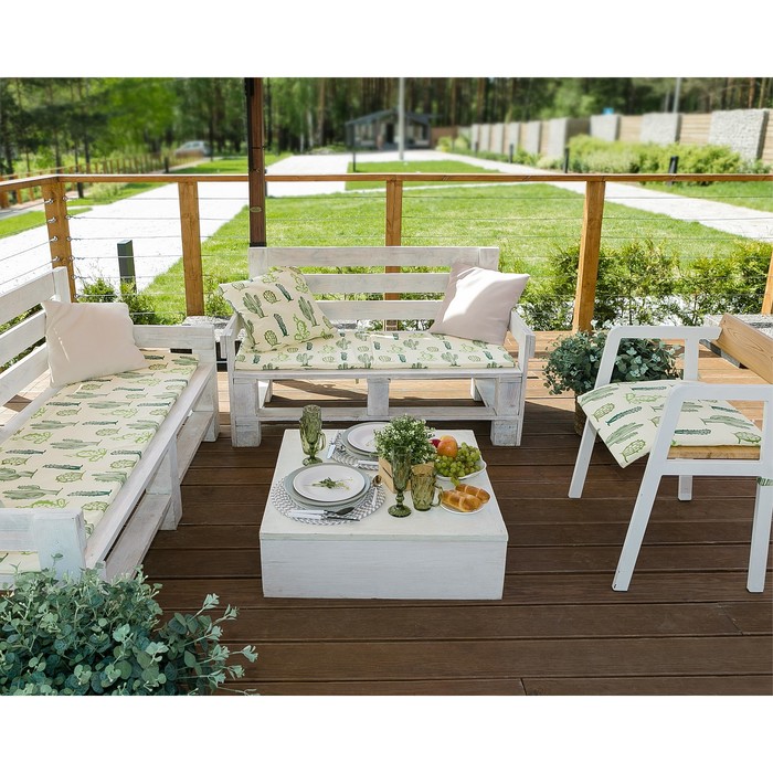 Подушка на скамейку "кактусы" 45*150 см (1/6) "этель" 4264648