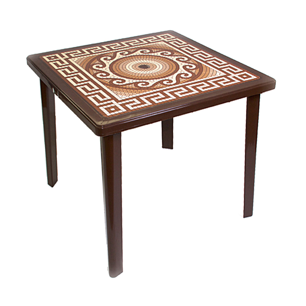 Стол пласт. квадрат. 80*80*71 см декор. "греческий орнамент" (шоколад) (1) "стандарт пластик"