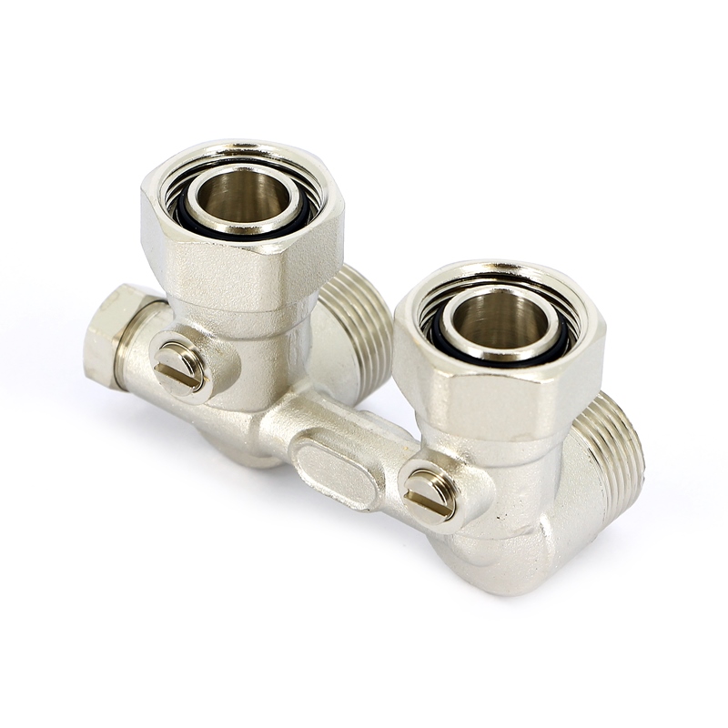 Узел угловой ВН 3/4"ЕК х 3/4" ЕК радиаторный со встроенными кранами и байпасом UNI-FITT