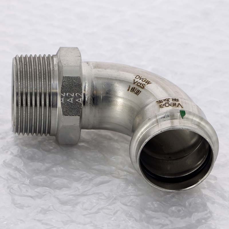 Угол пресс-Н 35x1"1/4 нержавеющая сталь Sanpress Inox VIEGA