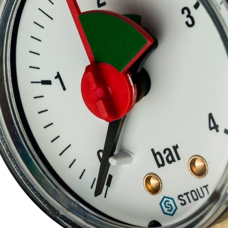 Манометр радиальный с указателем предела 50 мм 1/4" 4 бар STOUT