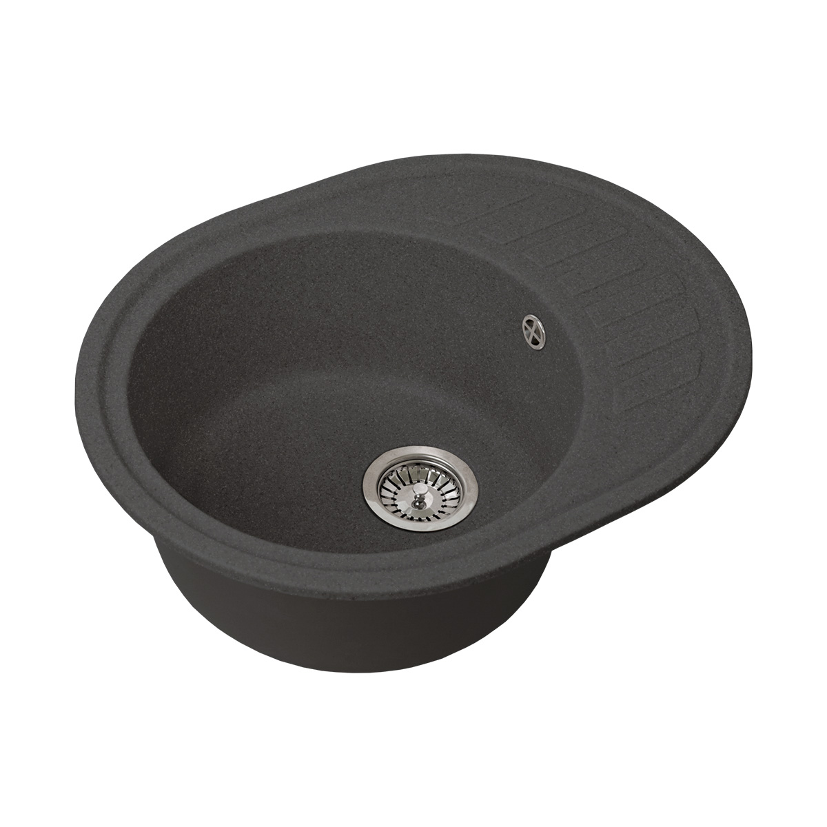 Мойка для кухни врезная искуств. камень gs-62-308 с крылом 620*500 мм черная "granstones"