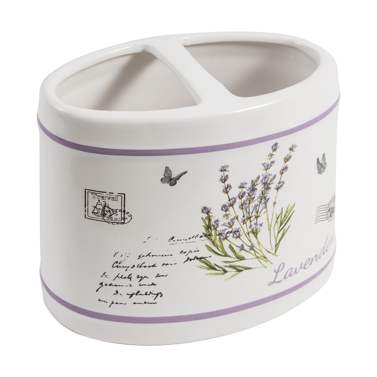 Стакан для ванной комнаты "лаванда" tbh-lav, с разделителями, керамика (1/4/48) "рыжий кот"