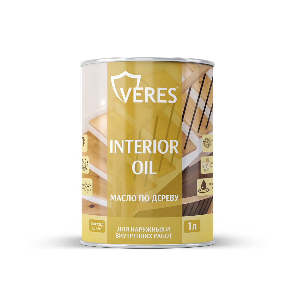 Масло по дереву "interior oil" для внутр. и наружных работ тик 1 л (1/14) "veres"
