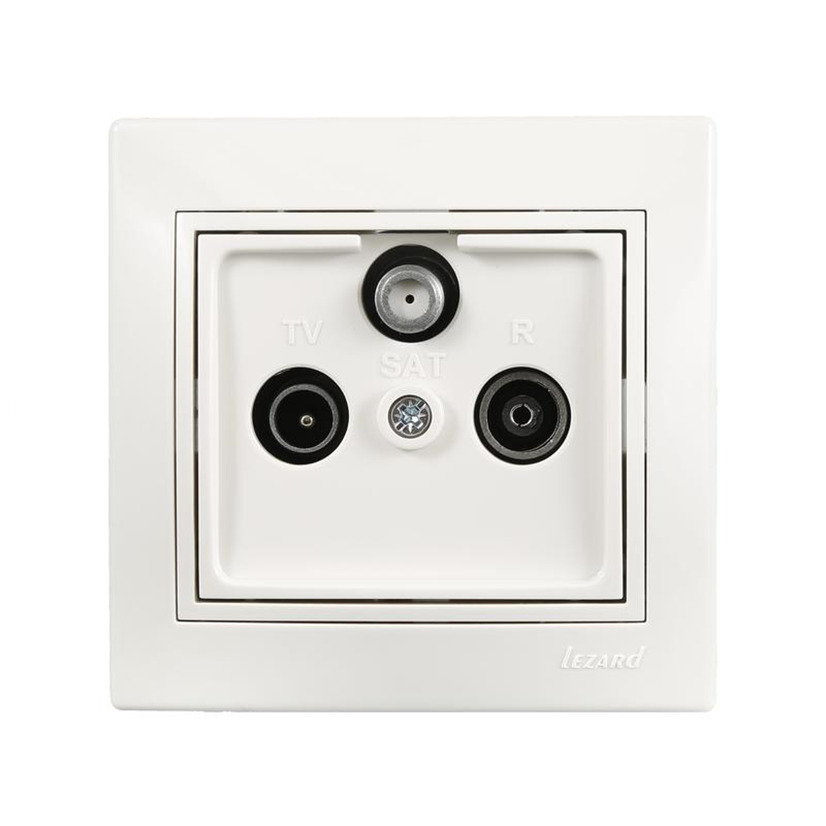 Розетка спутниковая "mira" проходная (sat - tv - radio) белый (1/10/120) "lezard" 701-0202-134