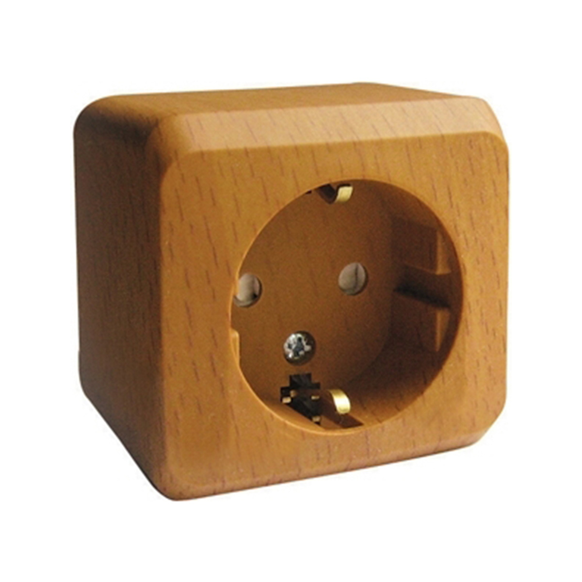 Розетка открыт. уст. "этюд" 1 местн. с заземл, с шторками 16а, бук (1/17/136) "schneider"