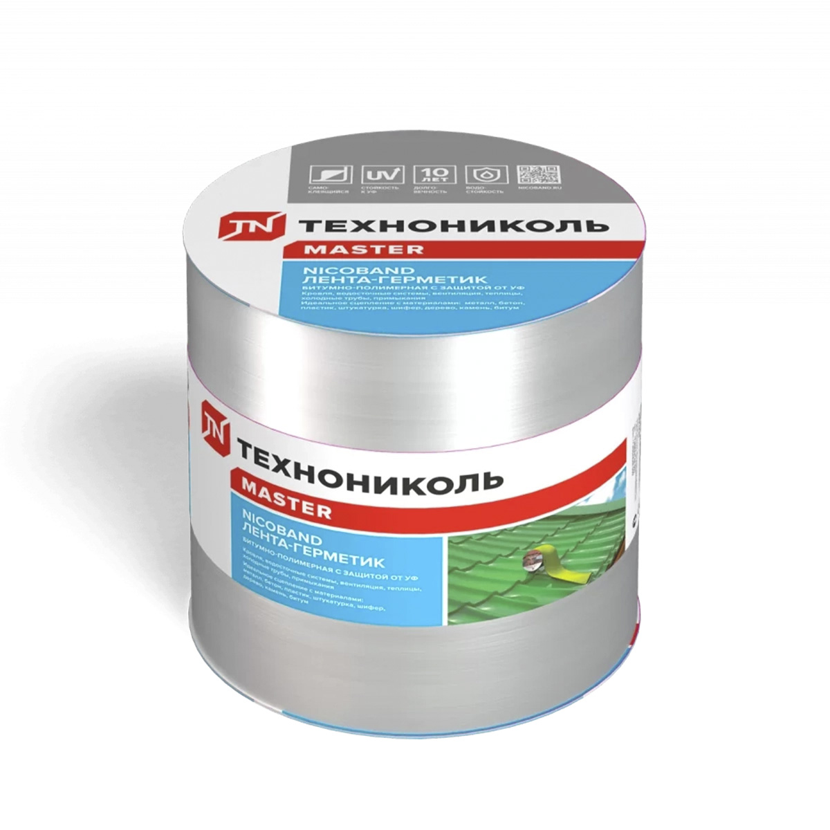 Лента-герметик самокл. 15 см х 10 м "nicoband" (битумно-полимерная) серебристая (1/2) "технониколь"
