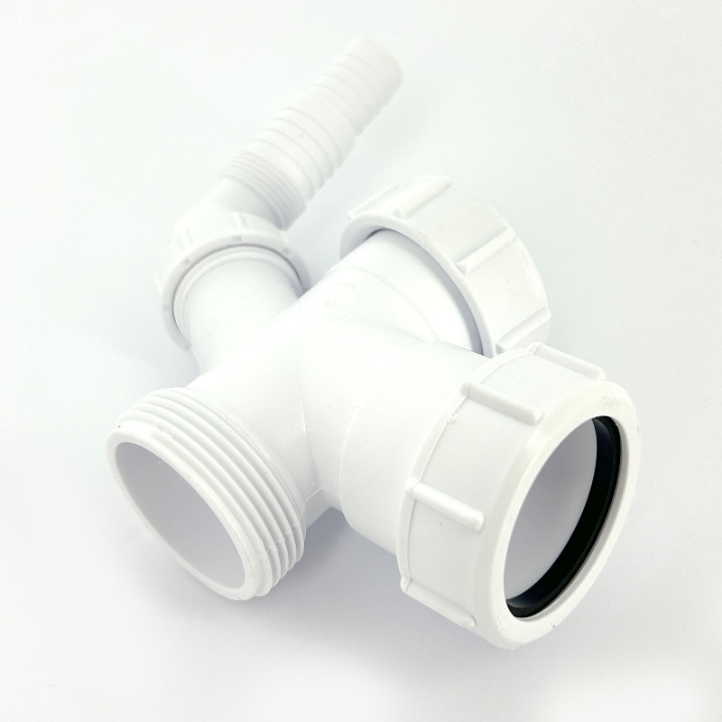 ТройникMcALPINE 1 1/2" х 1 1/2" х 40 мм с адаптером под углом для подкл. слива бытовой техники