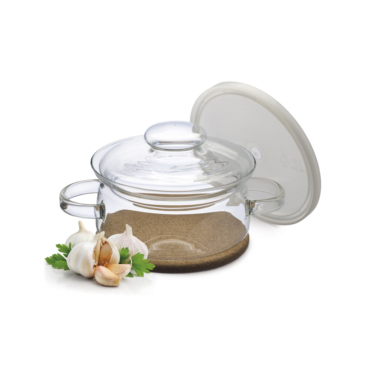 Кастрюля "simax" classic gourmet 1 л, жаропрочн. стекло, пласт. крышка + подст. под горячее (1/6)