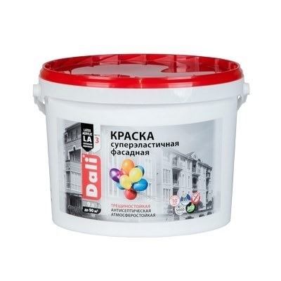 Краска фасадная DALI 9л Суперэластичная белая 96% (44) 12,861кг