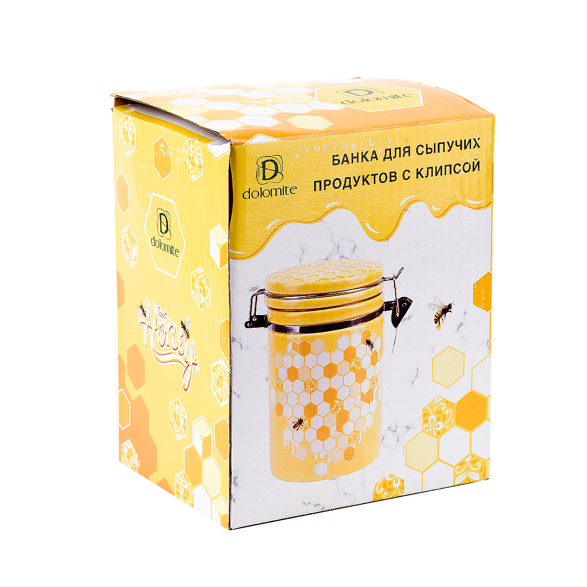 Банка для сыпучих продуктов с клипсой "honey" 15*10*16,5 см, 800 мл (1/24) "dolomite" l2520966