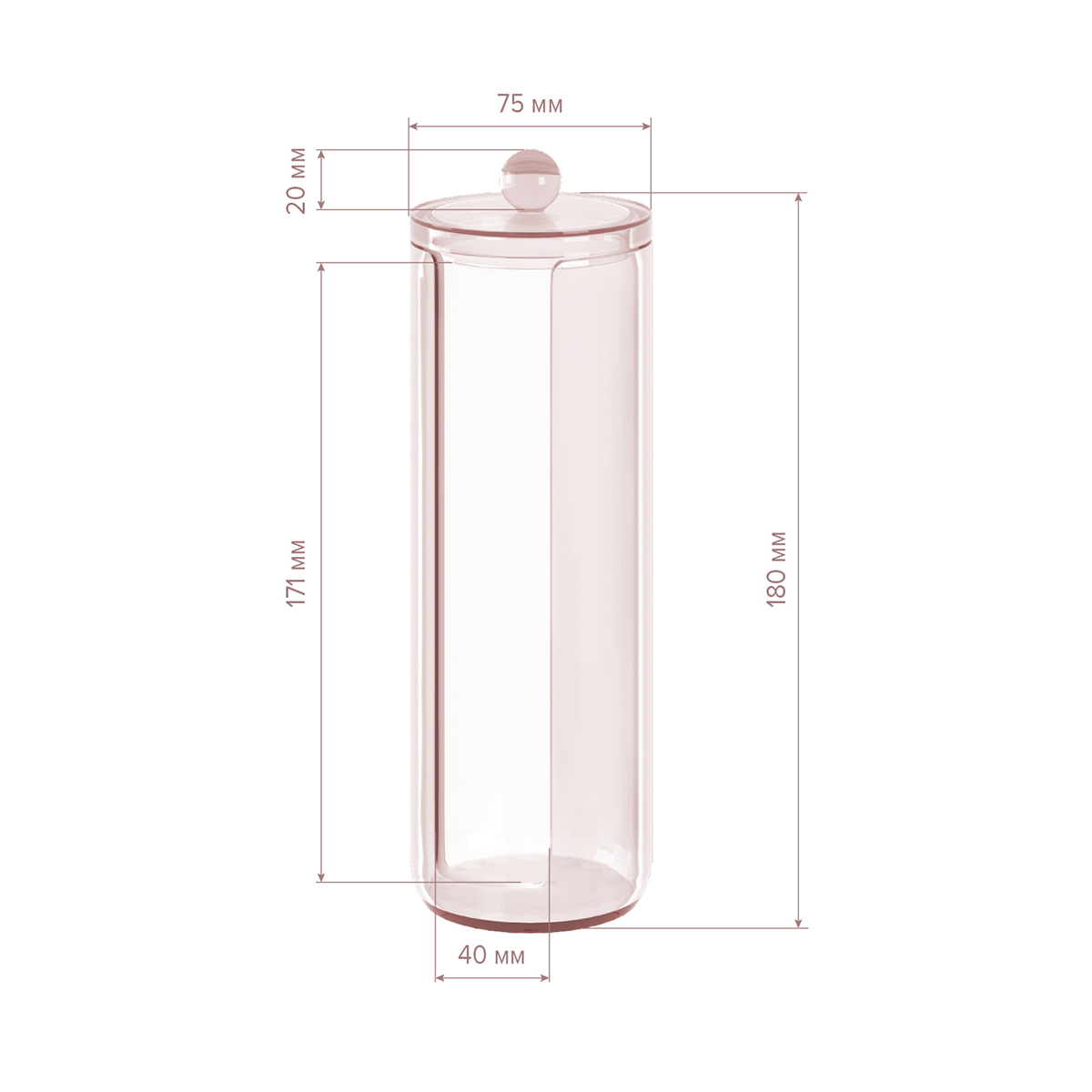 Органайзер для ватных дисков "jardin" 7,5*7,5*20 см (1/48) "valiant" jr-org-rs1