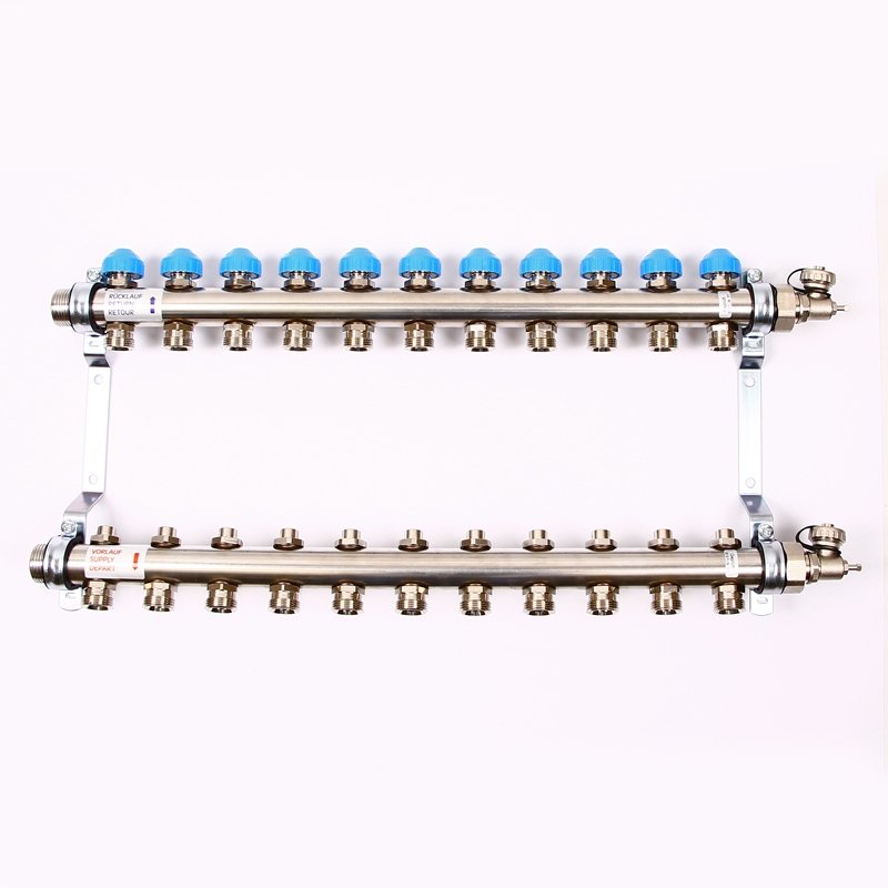 Колл. группа на 11 выходов UNI-FITT 1"x3/4" ЕК с термостатическими вентилями - нерж. сталь (Германия