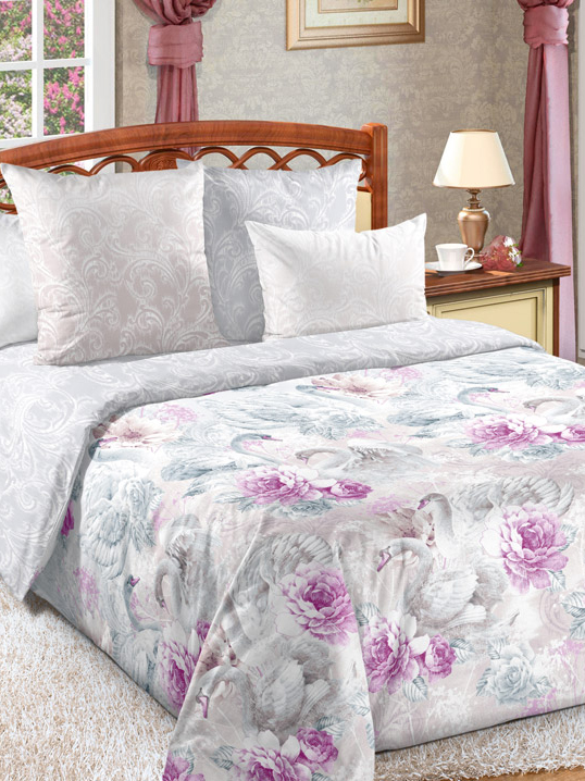 Постельное белье "танец лебедей" семейный (перкаль 115 г/м) (1) амавес-текстиль