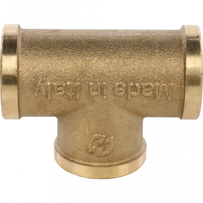 Тройник резьбовой ВР 3/8" латунь STOUT