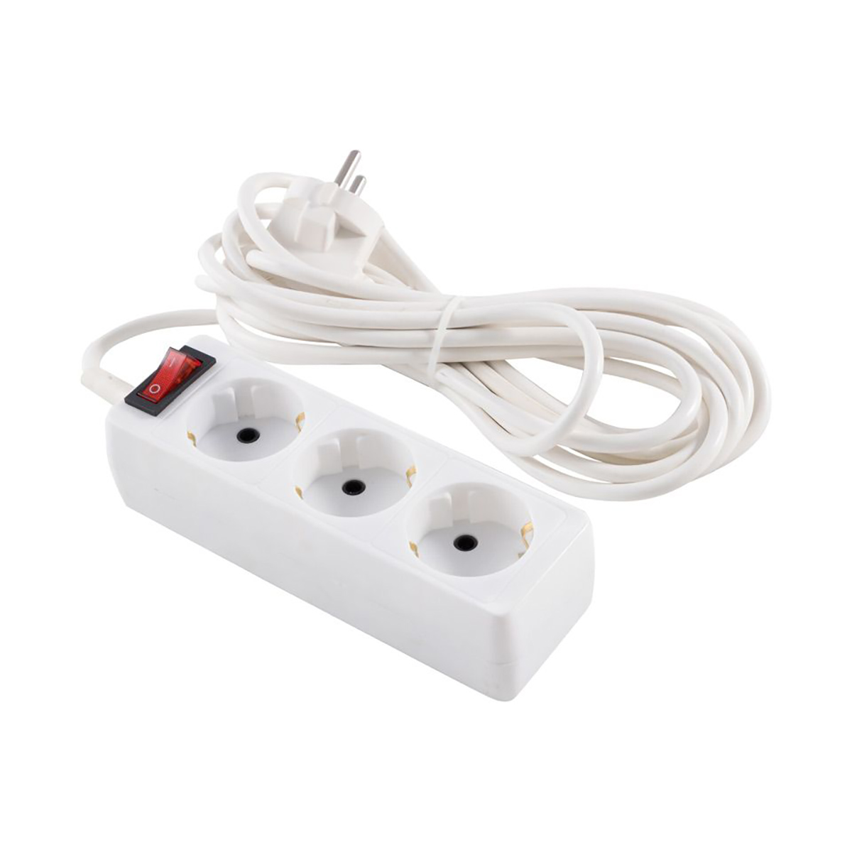 Удлинитель с выключателем "engy гранд" 5 м, 3 розетки с заземл. (пвс 3 х 0,75) белый (1/25)